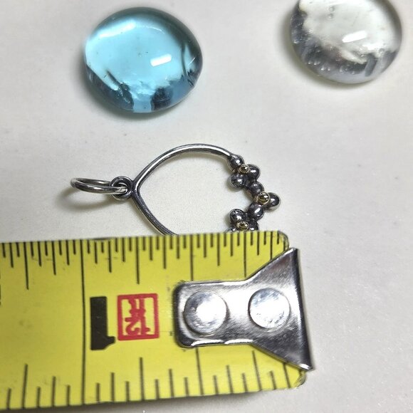 Authentic Pandora Retired Floral Pendant Sterling Silver With 14k Gold - Picture 3 of 5